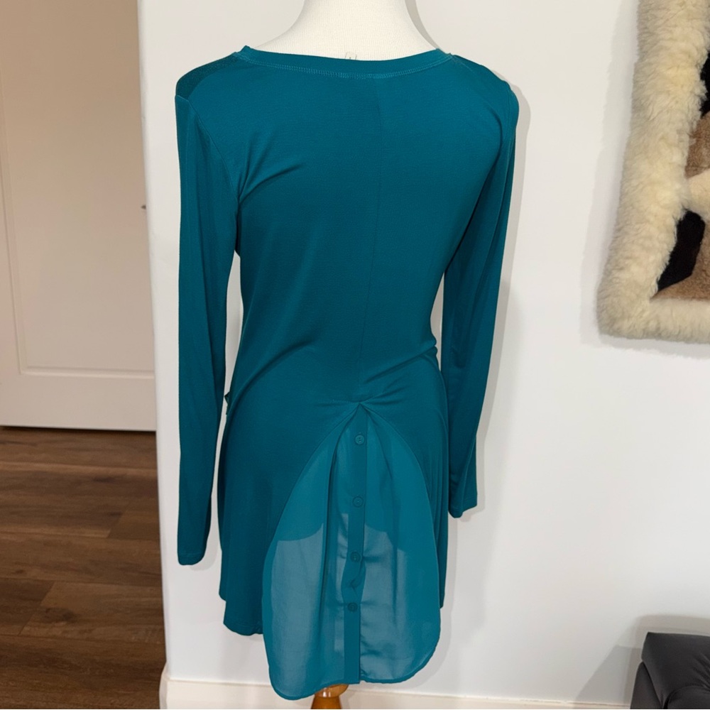 LOGO by Lori Goldstein Green Long Sleeves Tunic Top XS S M - Picture 3 of 5